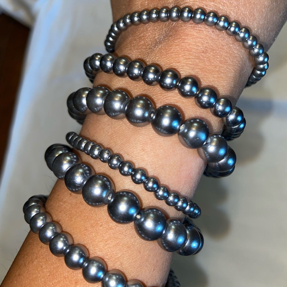 Charcoal Gray Bead Bracelets - Picture 2 of 4